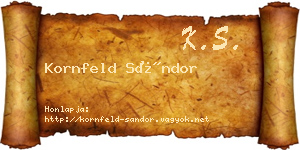 Kornfeld Sándor névjegykártya