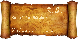 Kornfeld Sándor névjegykártya